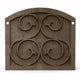 Fireplace protector plate in dark gray textured finish with four circular medallions
