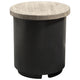 Contempo propane tank cover with textured light gray round wood top and black base