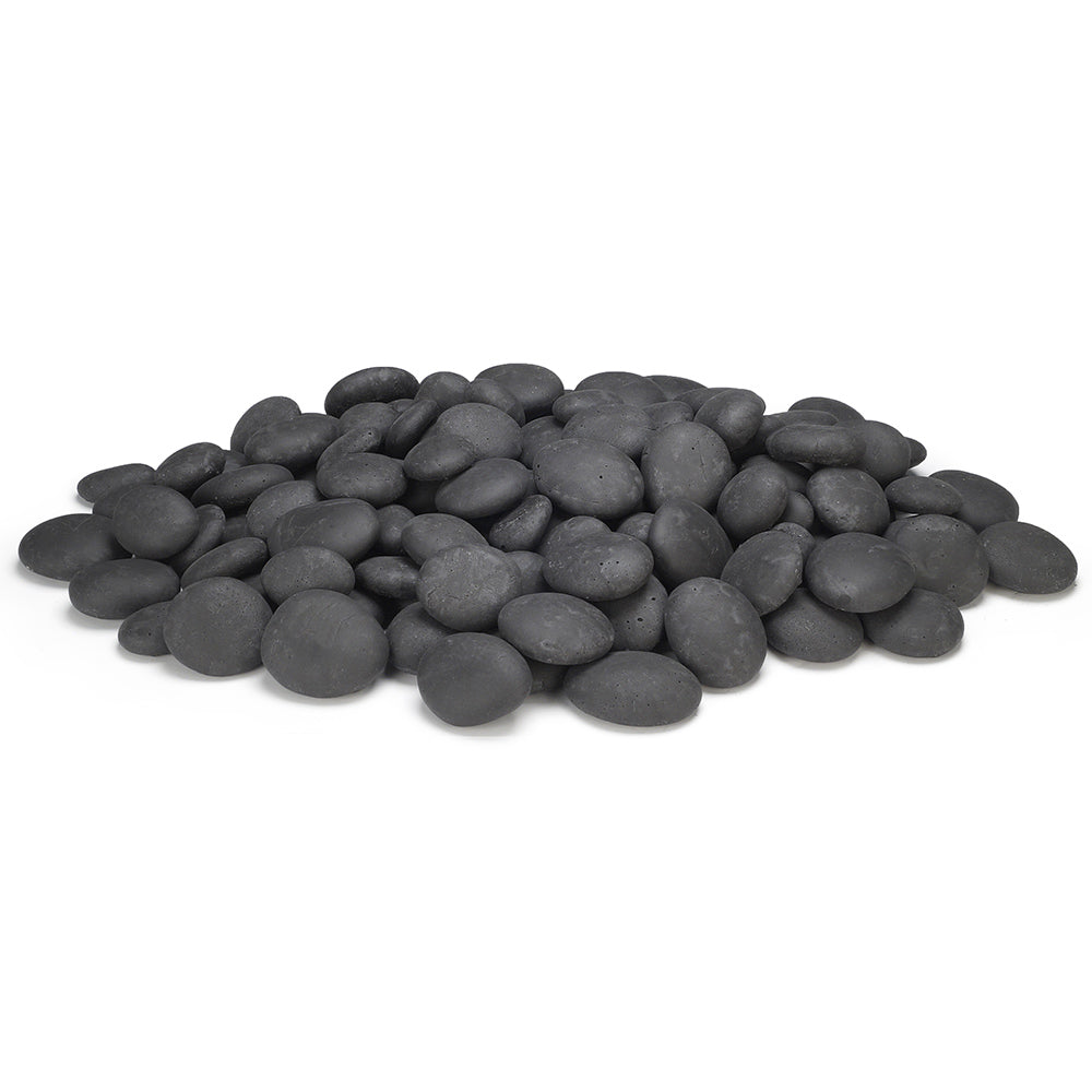 American Fyre Designs black creekstones, smooth round pebbles pile