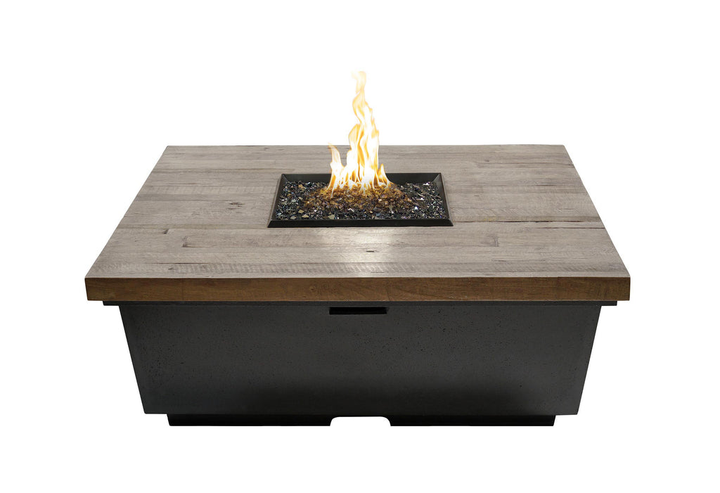 American Fyre Designs Contempo 44-Inch Square Reclaimed Wood Chat Height Fire Table