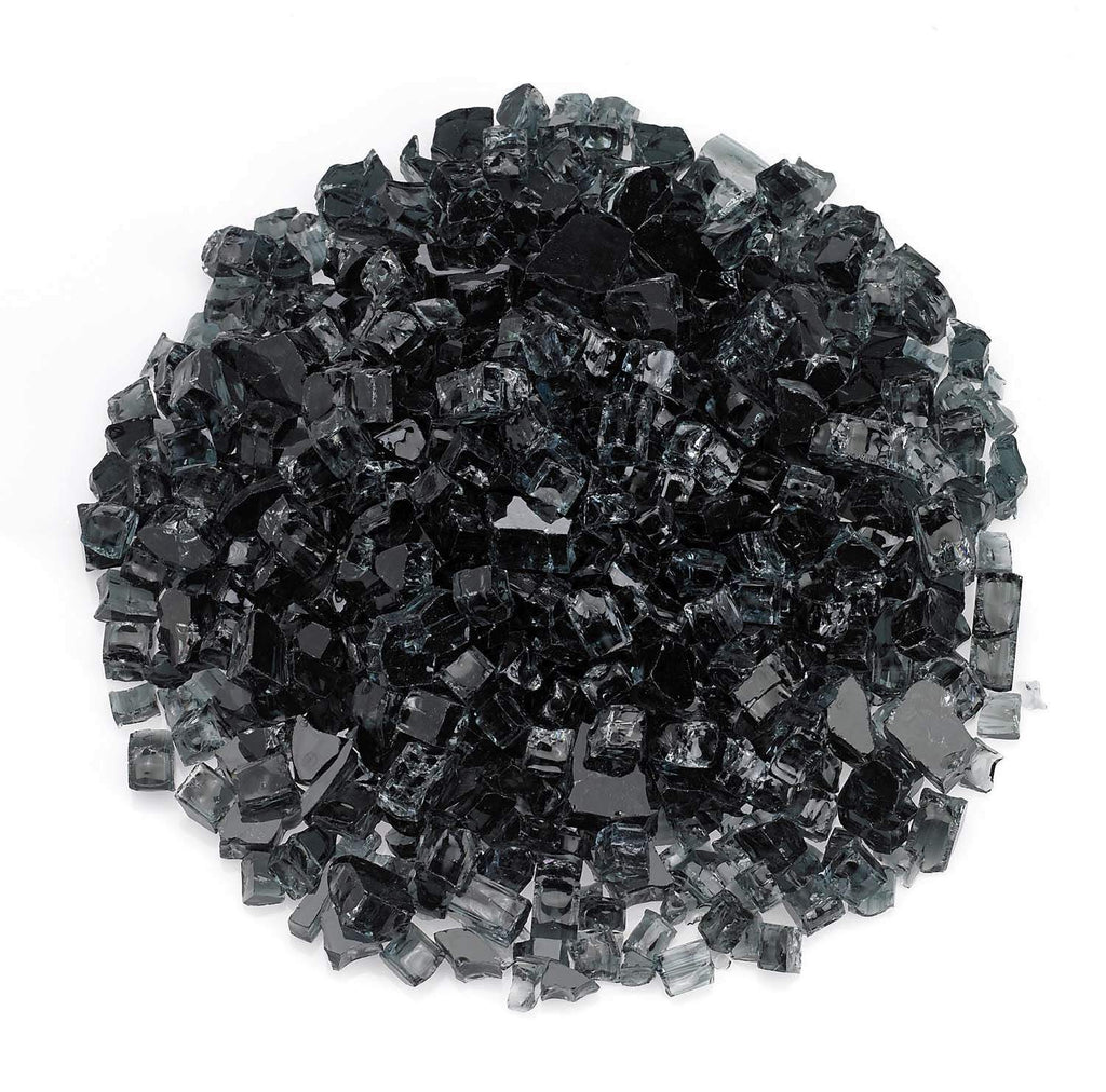 Black fire glass shards in a loose pile