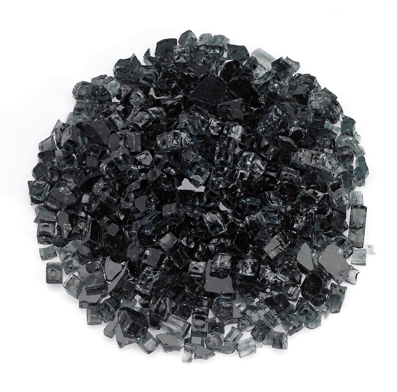 Black fire glass shards in a loose pile
