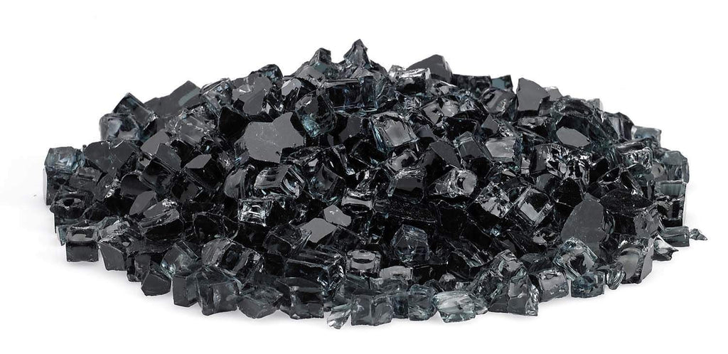 Black fire glass pieces arranged in a low pile