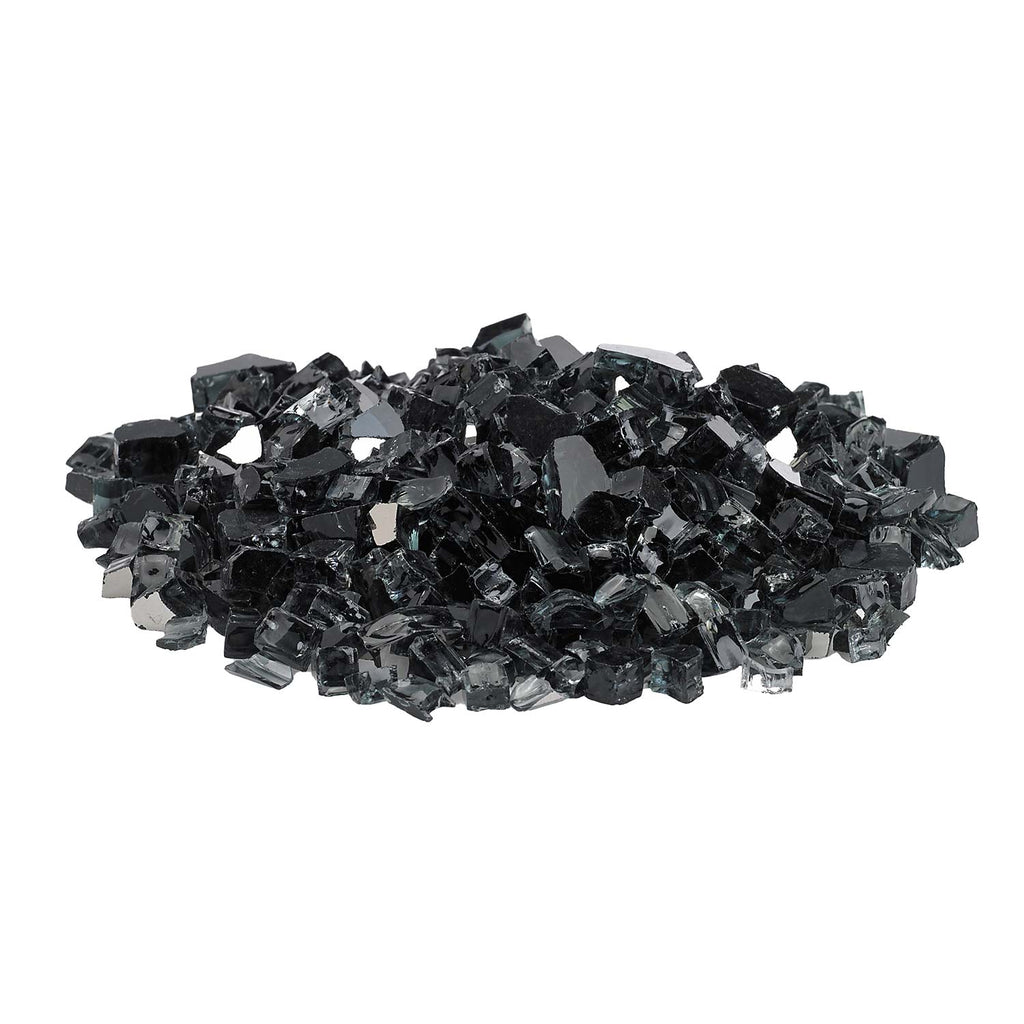 Black reflective fire glass rocks, assorted chunky fragments