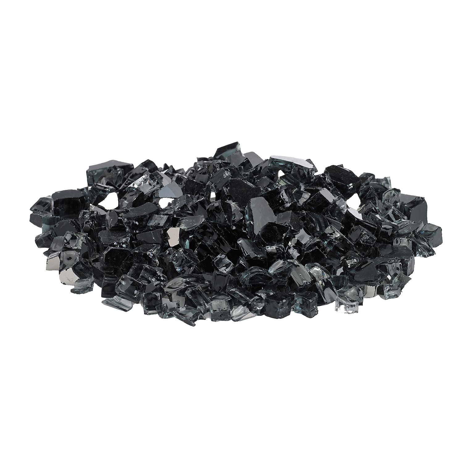 Black reflective fire glass rocks, assorted chunky fragments