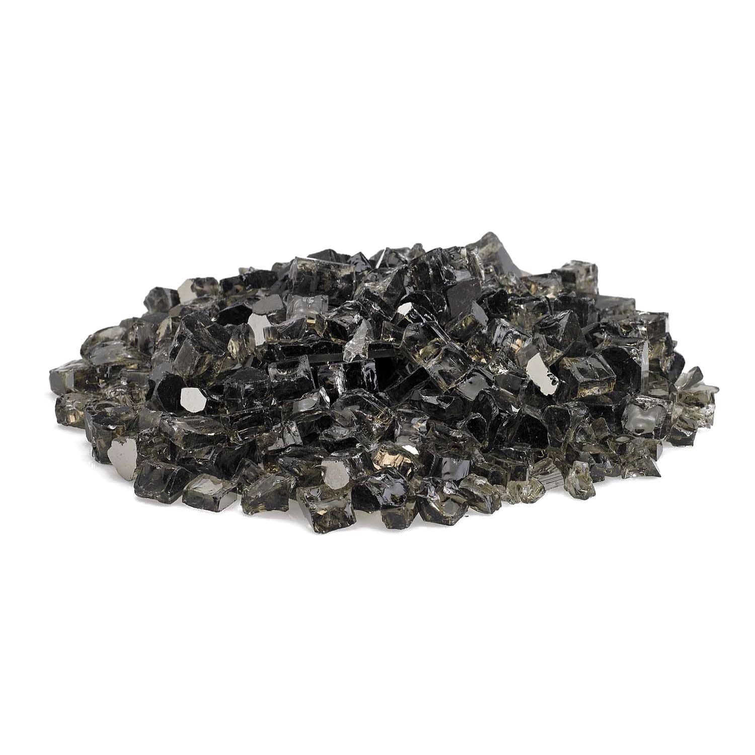 Bronze reflective fire glass chunks in dark black with metallic silver and bronze tones