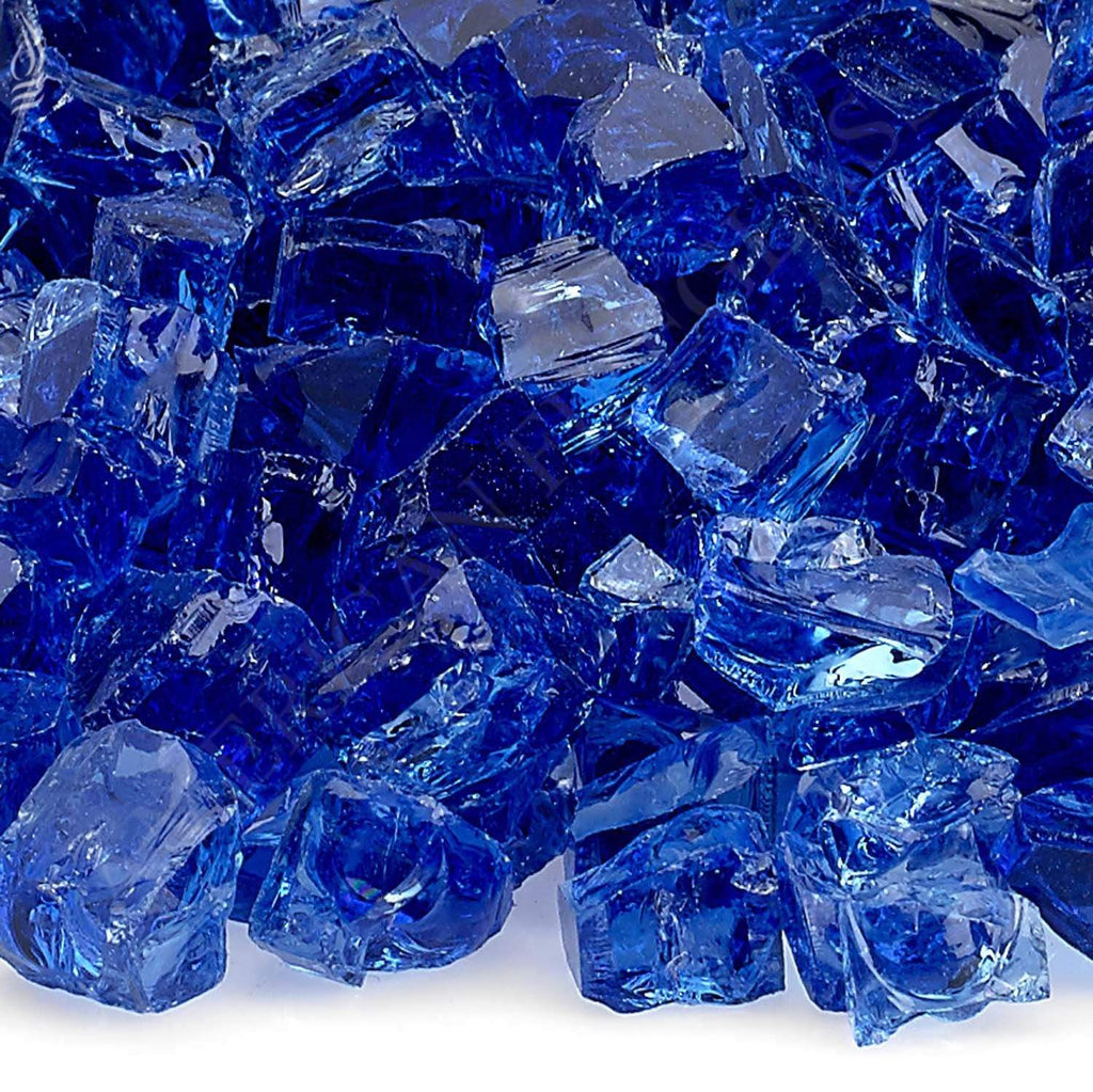 Cobalt blue fire glass chunks, glossy cut glass pieces in bulk