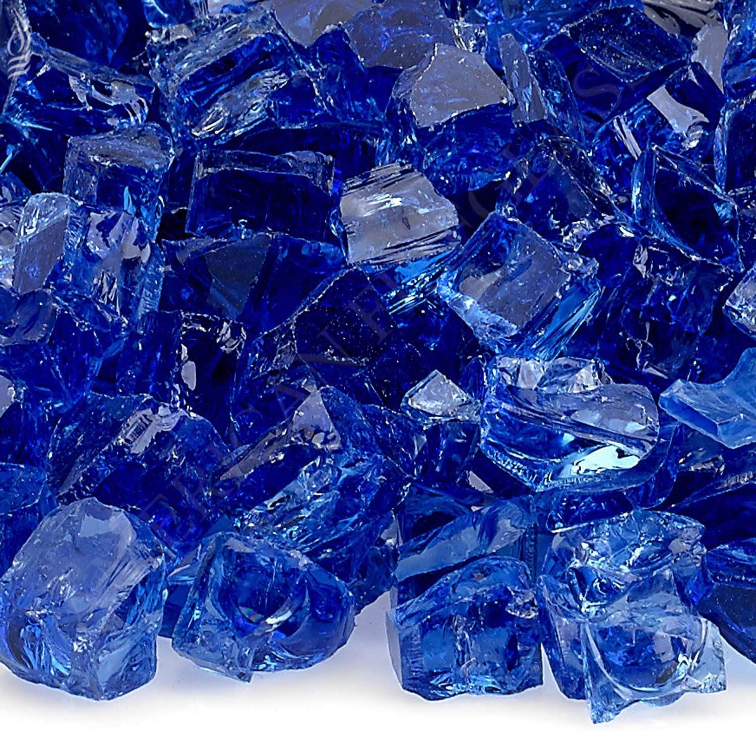 Cobalt blue fire glass chunks, glossy cut glass pieces in bulk