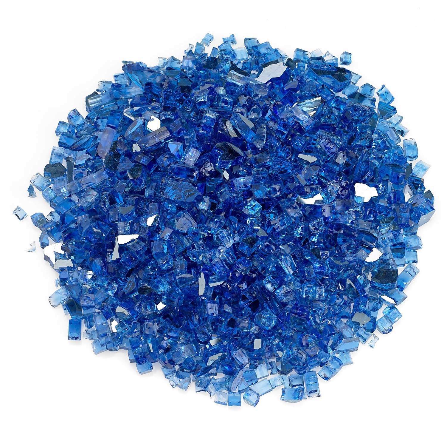 Cobalt blue reflective fire glass, small cut crystal chunks