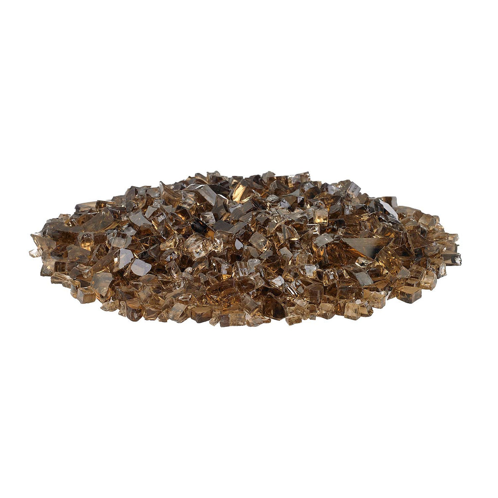 Copper-toned fire glass, shallow pile of faceted nuggets