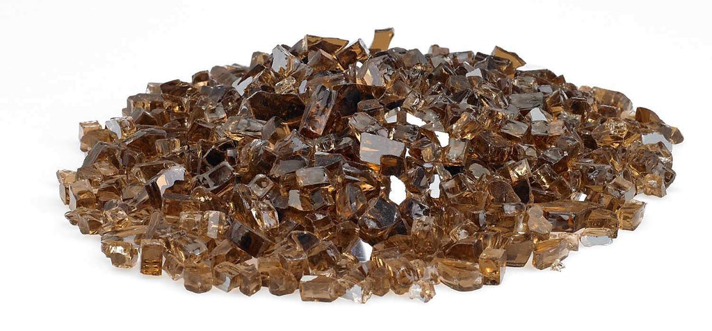 Copper reflective fire glass chips, flat spread of square pieces