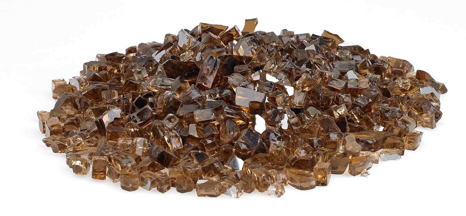 Copper reflective fire glass chips, flat spread of square pieces
