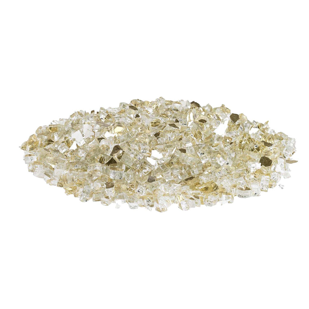 Gold and clear fire glass pieces, loose faceted cube-like chunks