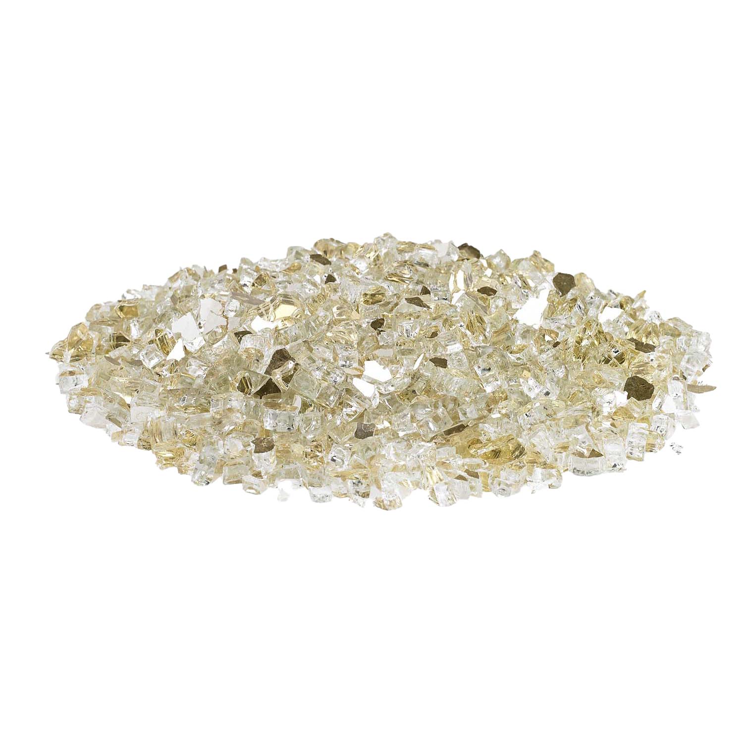 Gold and clear fire glass pieces, loose faceted cube-like chunks