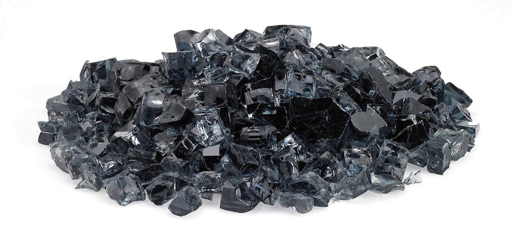 Grey crushed fire glass, scattered faceted chunks