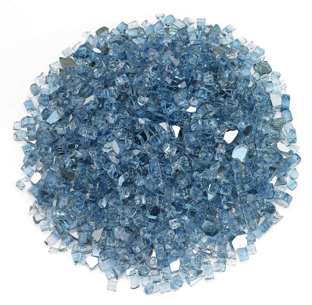 Pacific Blue reflective fire glass shards, loose 1/4-inch pieces