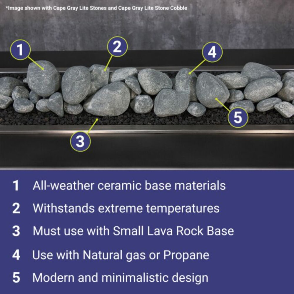 American Fire Products 12-Piece Lite Stone Cobble Set, Thunder Gray