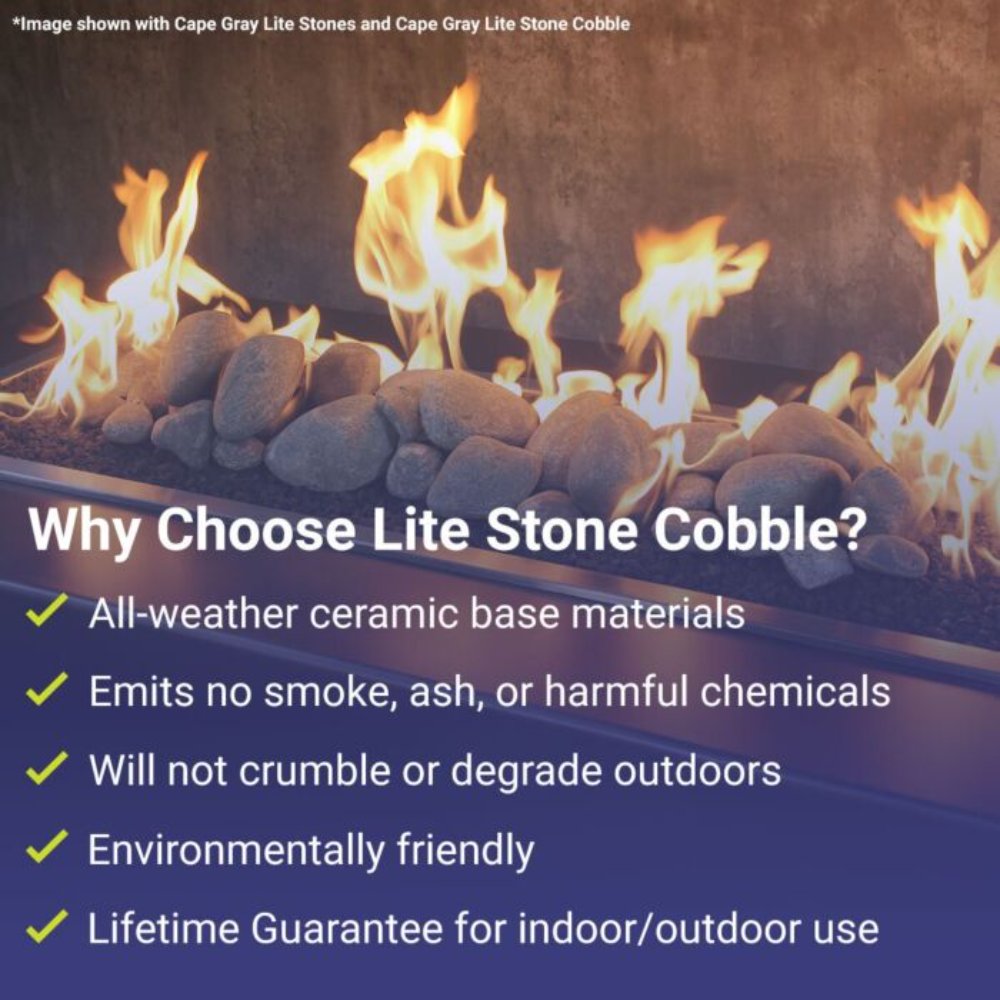American Fire Products 12-Piece Lite Stone Cobble Set, Thunder Gray