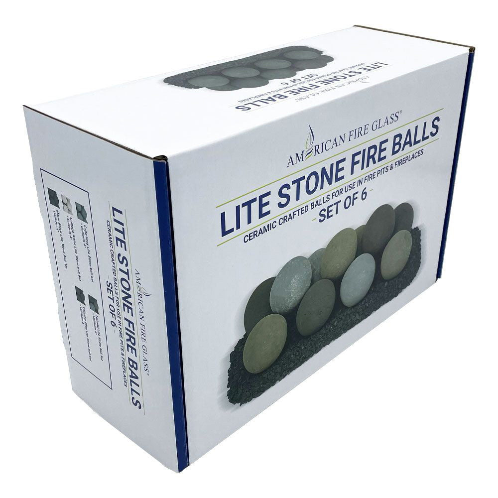 American Fire Glass Lite Stone Balls, 6 Stone Set