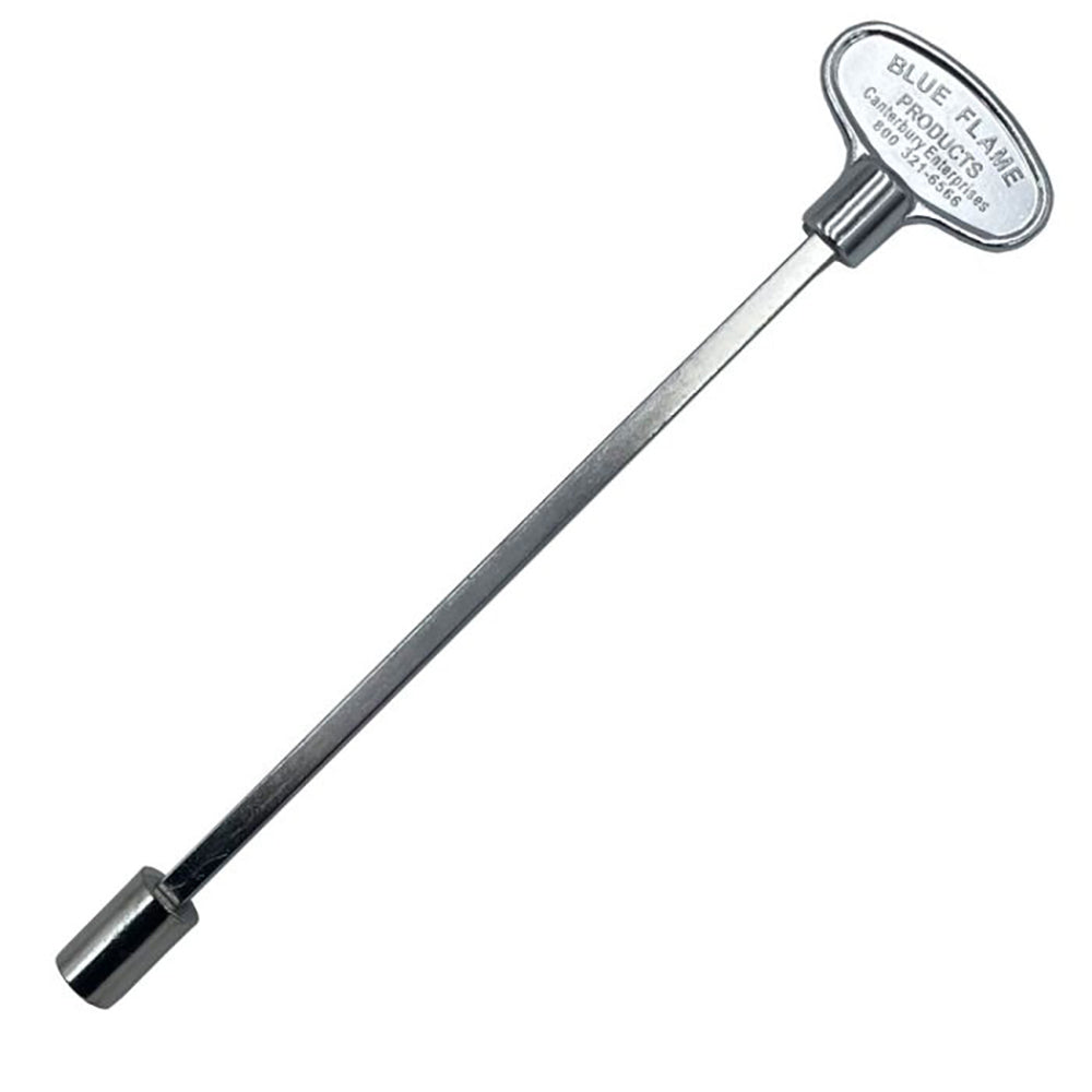 Polished chrome universal gas key with long handle and oval head