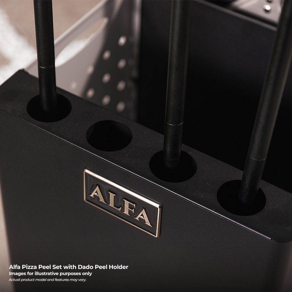 Black tool holder front with ALFA badge and three circular peg openings