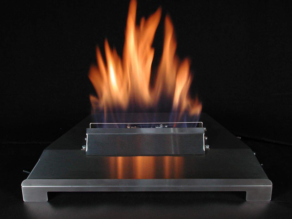 Ventless burner kit with stainless burner body and orange flames