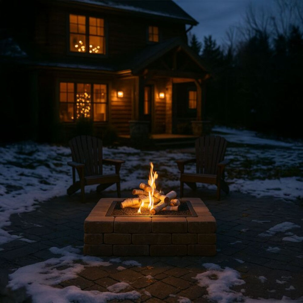 American Fire Products Formation Creation 9-Piece Ceramic Gas Fire Pit Log Set, Sierra Birch