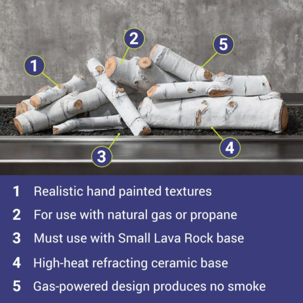 American Fire Products Formation Creation 9-Piece Ceramic Gas Fire Pit Log Set, Sierra Birch