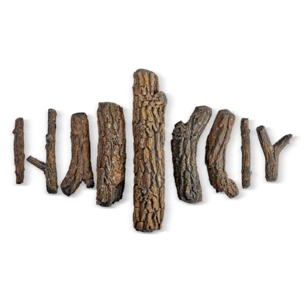 American Fire Products Formation Creation 9-Piece Ceramic Gas Fire Pit Log Set, Country Oak