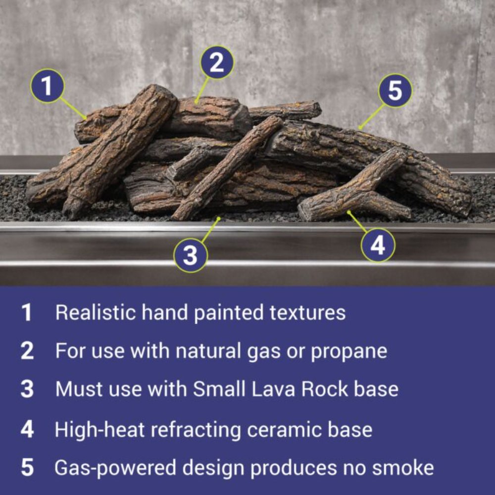 American Fire Products Formation Creation 9-Piece Ceramic Gas Fire Pit Log Set, Country Oak