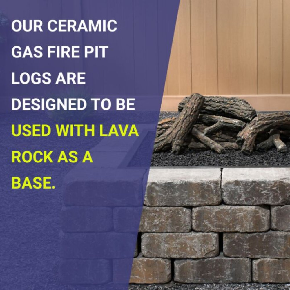 American Fire Products Formation Creation 9-Piece Ceramic Gas Fire Pit Log Set, Country Oak
