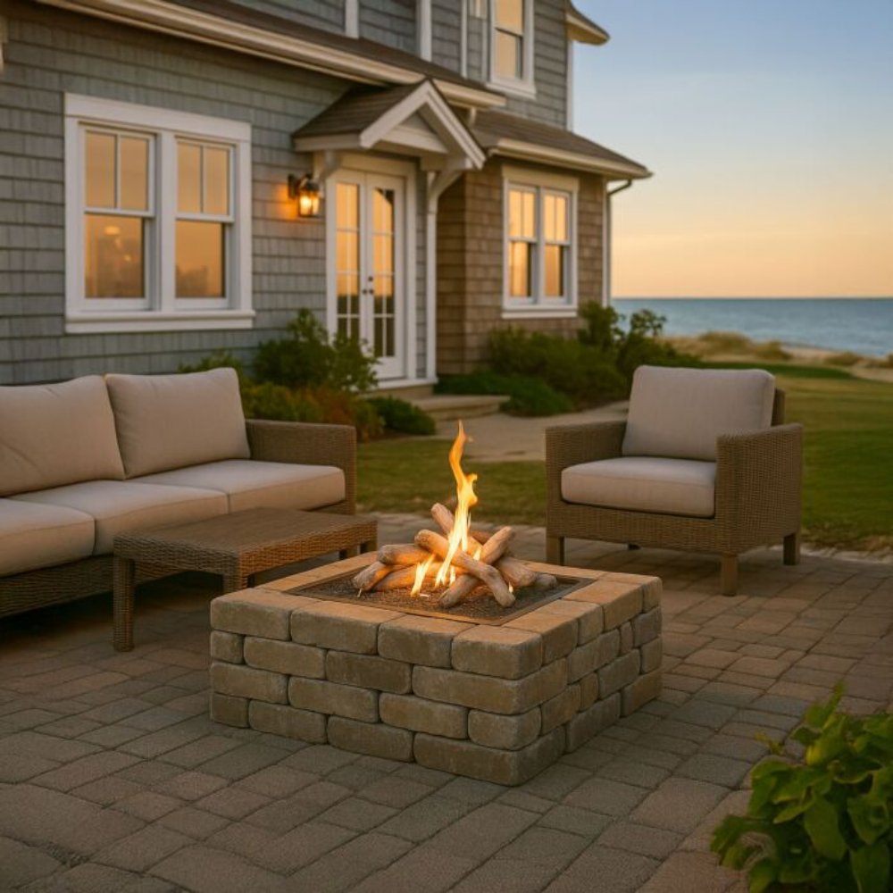 American Fire Products Formation Creation 9-Piece Ceramic Gas Fire Pit Log Set, Driftwood