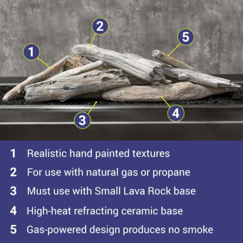 American Fire Products Formation Creation 9-Piece Ceramic Gas Fire Pit Log Set, Driftwood