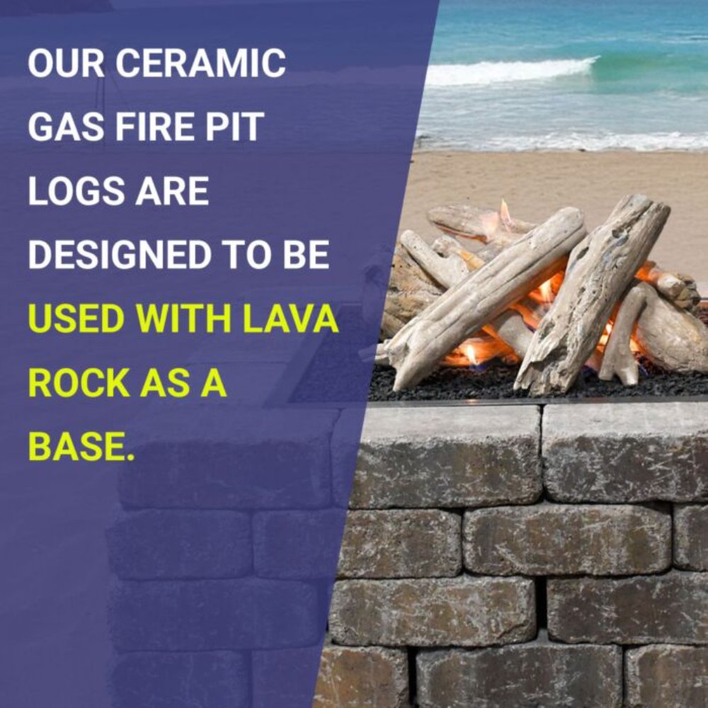 American Fire Products Formation Creation 9-Piece Ceramic Gas Fire Pit Log Set, Driftwood