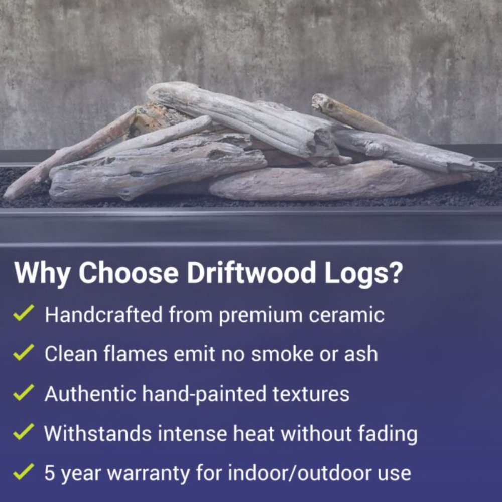 American Fire Products Formation Creation 9-Piece Ceramic Gas Fire Pit Log Set, Driftwood