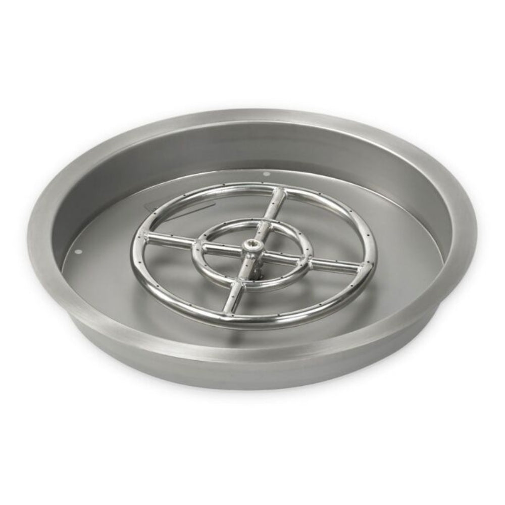 Stainless steel round drop-in burner pan with circular grate and central hub