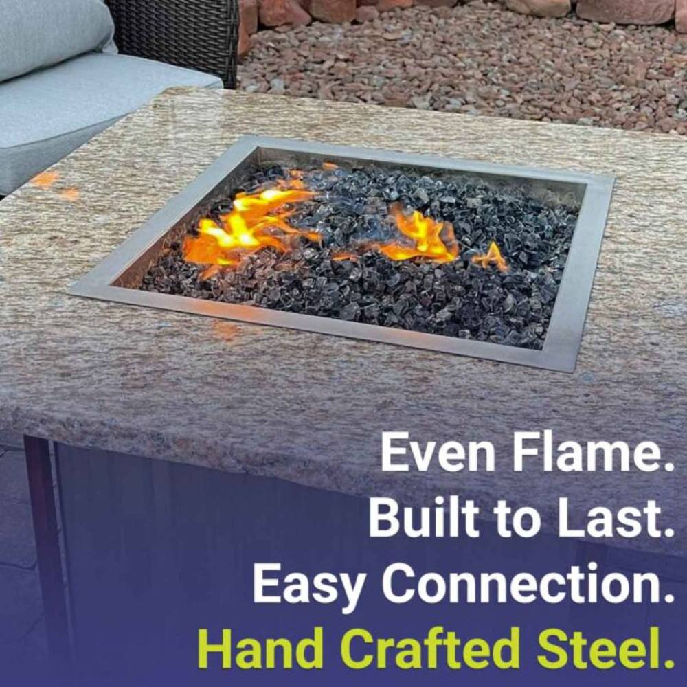 American Fire Products Square Bowl Drop-In Fire Pit Burner Pan with Burner