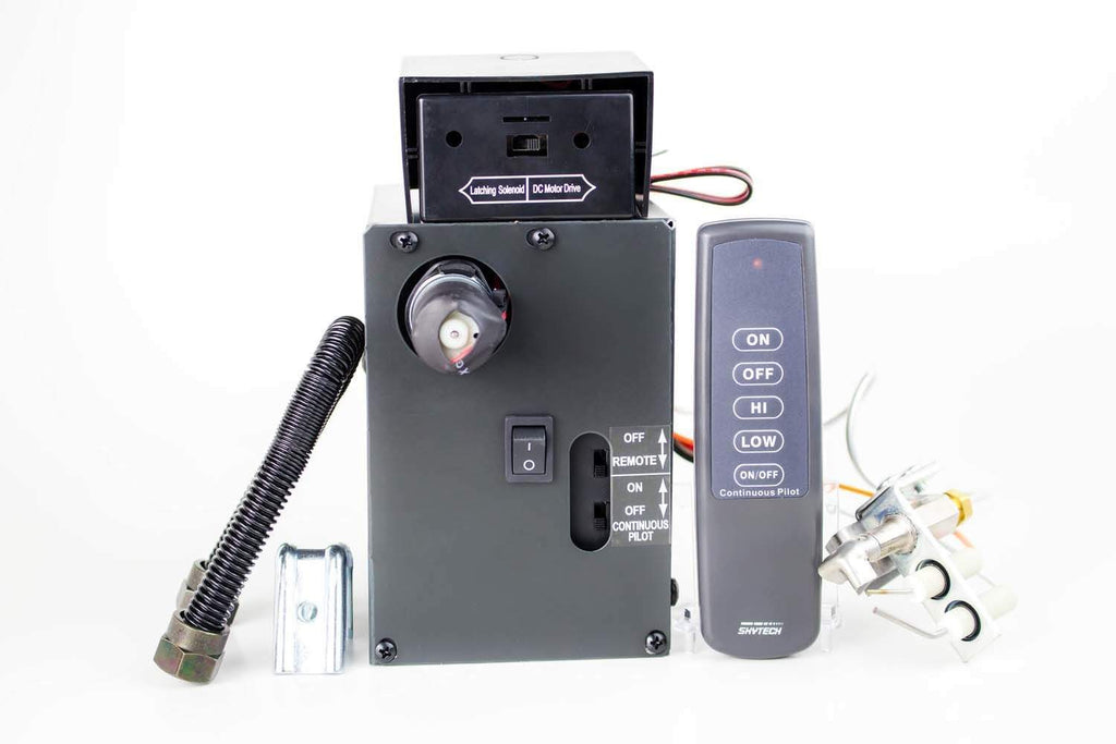 Manual gas valve kit with black control box and on/off hi/lo remote and wiring