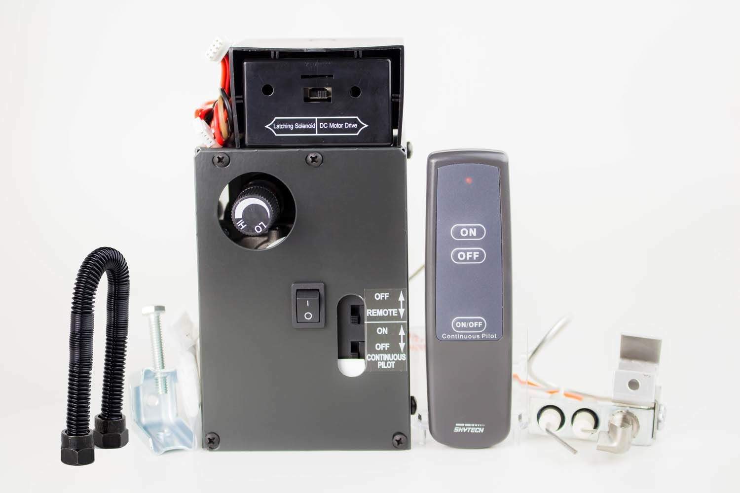 Gas valve ignition control kit with on/off remote and black control box