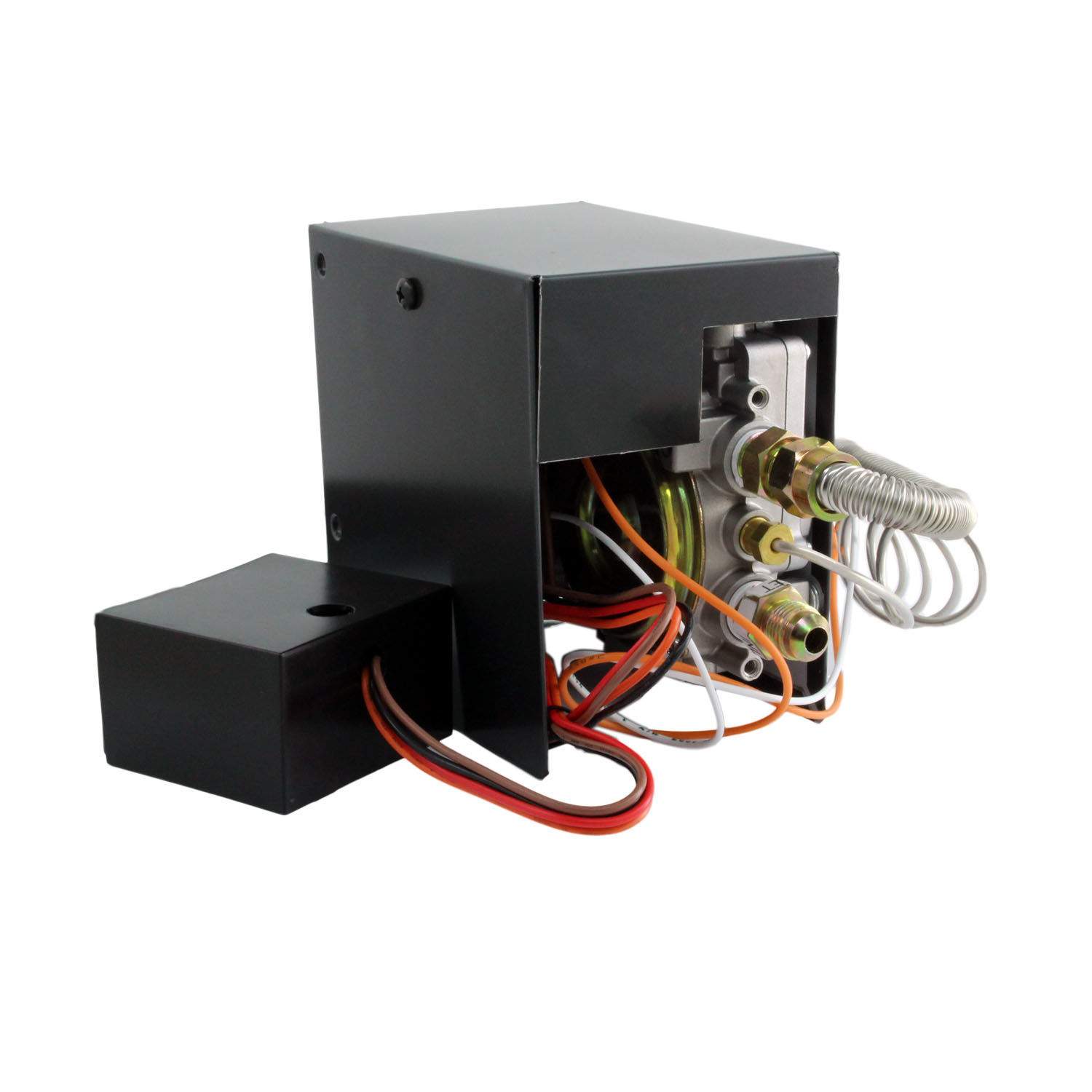 Gas valve ignition control kit with valve assembly and wiring, black control unit