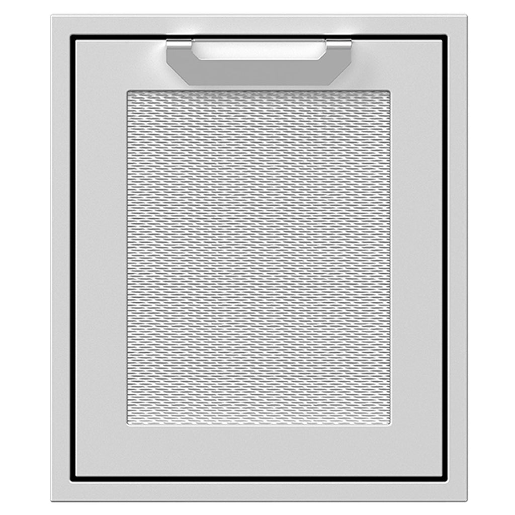 18-inch access door with square black frame and light gray mesh panel