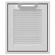 18-inch access door with square black frame and light gray mesh panel