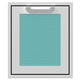 18-inch access door with square black frame and teal mesh panel