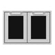 Hestan double access doors with dark insert panels in a metal frame