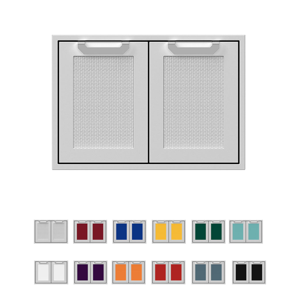 30-inch double access doors with white mesh inserts and silver frame