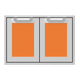 30-inch double access doors with orange mesh inserts and silver frame