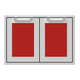 30-inch double access doors with red mesh inserts and silver frame