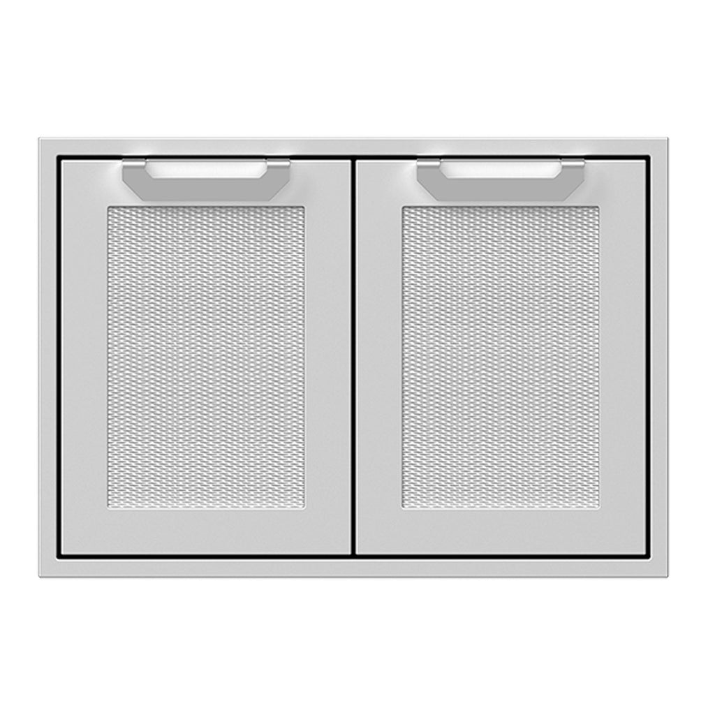 30-inch double access doors with textured white mesh inserts and silver frame