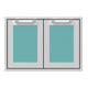 30-inch double access doors with teal mesh inserts and silver frame