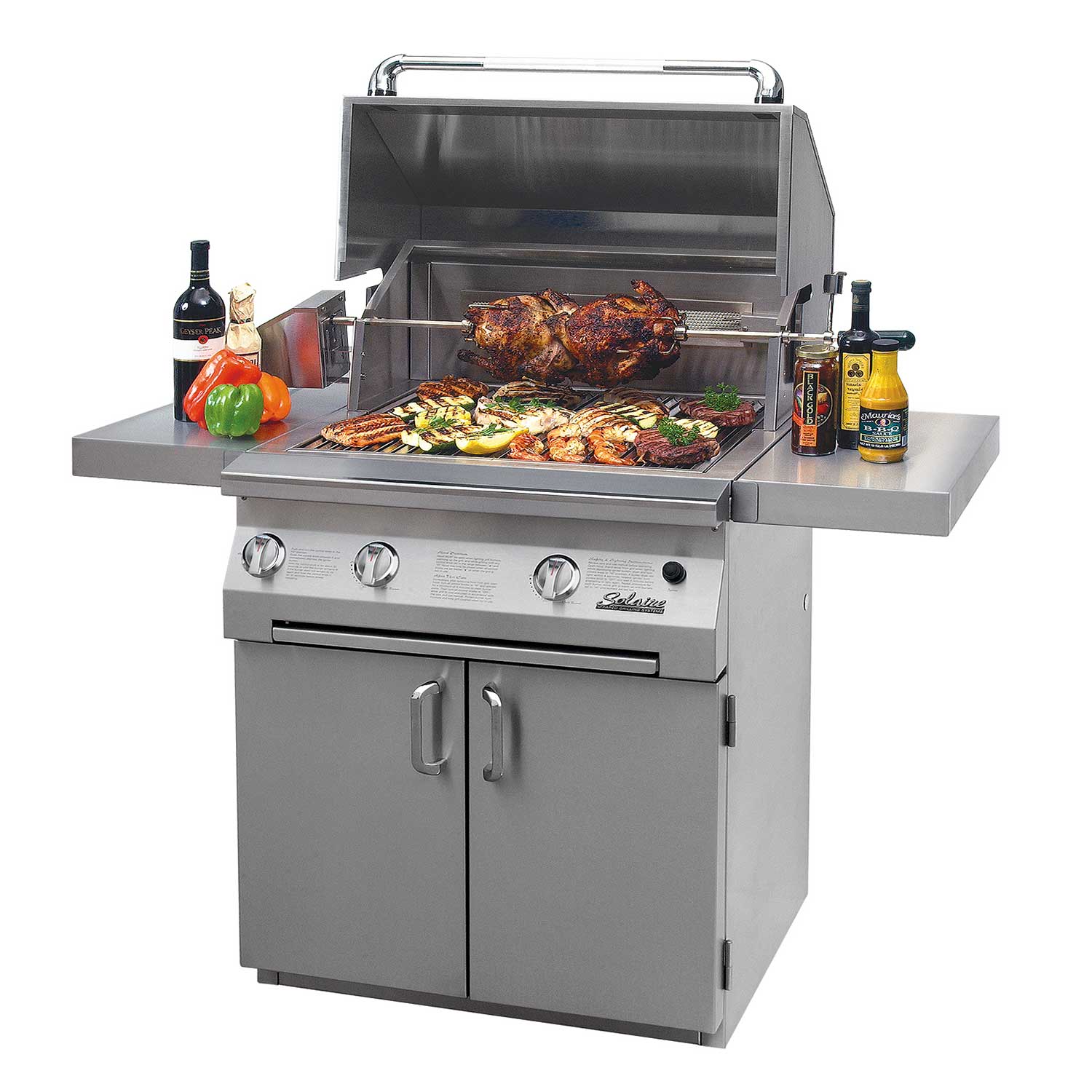 Solaire AGBQ-30 30-Inch Deluxe Freestanding Grill on 2-Door Cart with Rotisserie